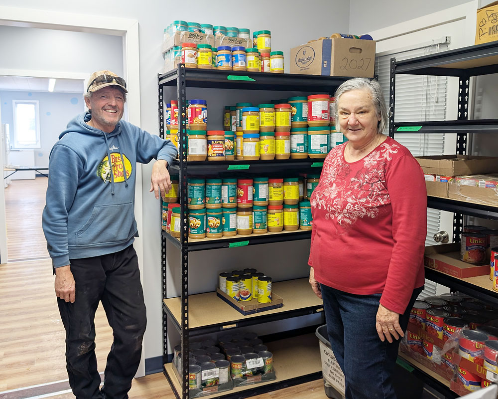 Food Bank Volunteer Steve Newsteadand with the Food Bank Co-ordinator Janice Anderson.