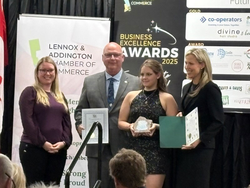 Kylee Stewart, Ric Bresee, Aya Leary MPP Shelby Kramp Neuman