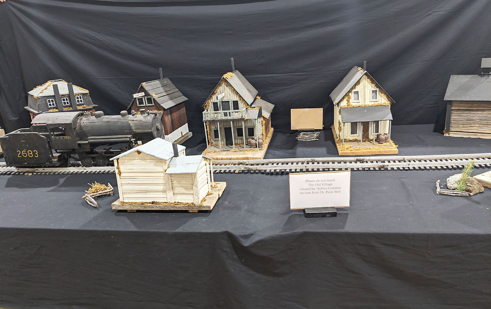 Artist impression miniature buiildingsby Sylvia Grantins were on display at the Sharbot Lake Hall over the weekend