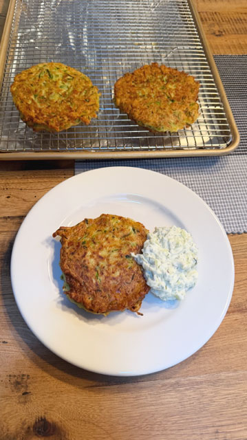 Zuchinni Flapjacks and Tzatziki