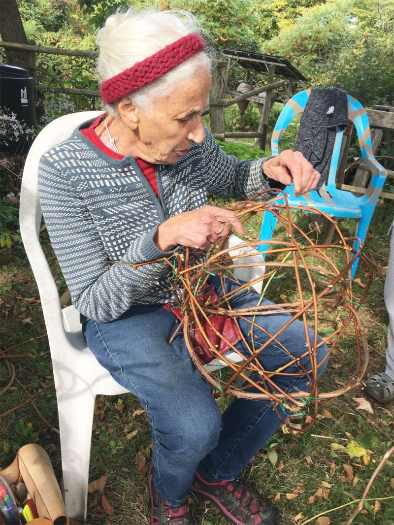 Ankaret Dean teaching a basket making worksop.