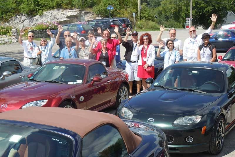 Miata drivers from across North America pit stop in Sharbot Lake