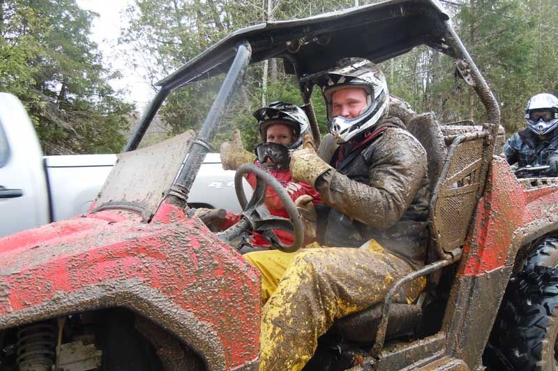 Two Muddy Thumbs Up At The Ompah Spring ATV Run