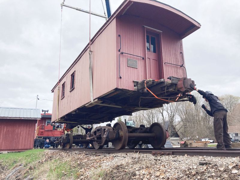 The Central Frontenac Railway heritage Committee accepted delivery of their latest acquisition: the caboose purchased from Barry's Bay, Ontario.