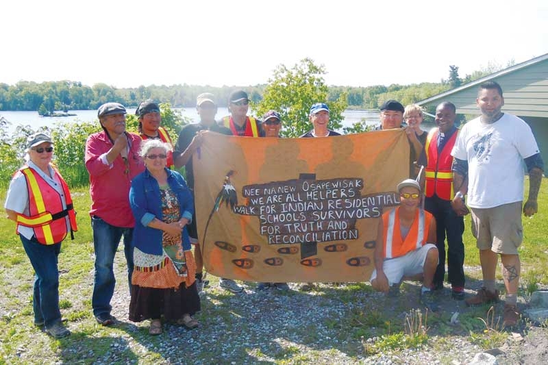 Mushkegowuk walkers in Sharbot Lake