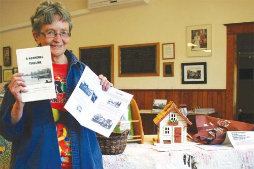 Sarah Hale with her new booklet — A Kennebec Timeline.