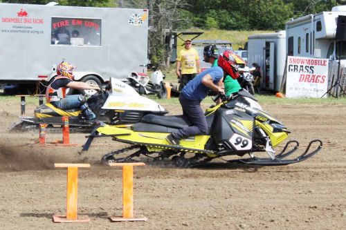 They aren’t your basic winter snow machine, but they can tear down the grass track at speeds of 100 mph +. Photo/Craig Bakay