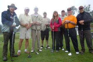 Second from right-Dave Linton and Bill Hartwick and other golfers at the SFCSC's annual Golf Touney at Rivendell Golf course in Verona