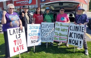 Seniors for Climate Co-chair Anita Payne, in green