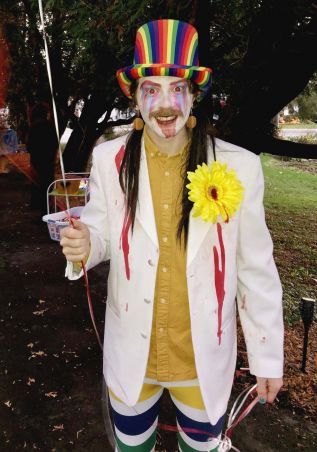 Clown guide at Sydenham's Haunted Barn