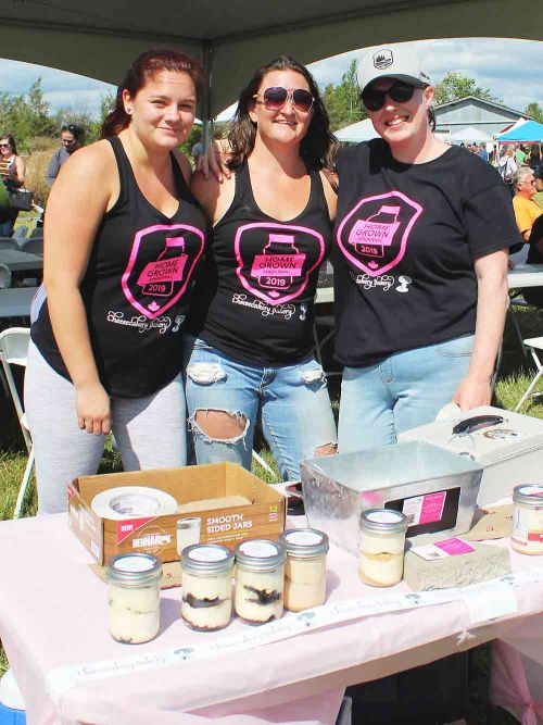 Stephanie Newman (centre) along with Maddy Botterill and Letitia Brooks welcomed crowds to Newman’s home on Forest Road Saturday for the second annual Home Grown in Frontenac Festival. 