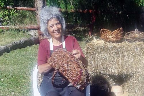 Jule this past summer demonstrating basketmaking at Crow Lake