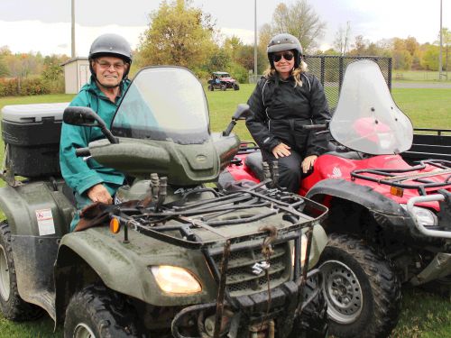 Organizer Dale Morey and his wife Doreen “brought up the rear” for the Verona Lions ATV Run Sunday. 