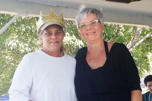 Janet Ducharme accepted the first place crown from organizer Andrea Duggan on behalf of her sister-in-law, Karen Schonauer of Ardoch.