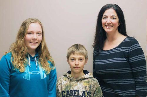 (L to R) Morgan Cowdy, Austin Barker, Principal Emily Yanch - photo Kate Turner